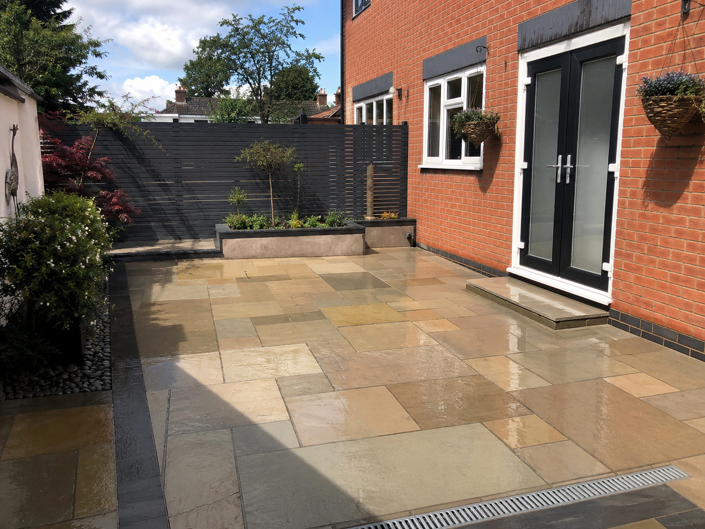 Illustrative freshly cleaned residential patio
